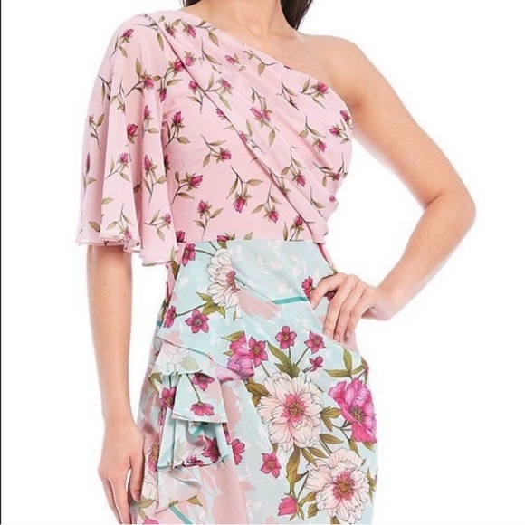 Belle Badgley Mischka Opal Floral One Shoulder Dress - Picture 1 of 14